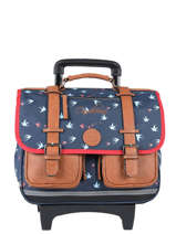 Boekentas Op Wieltjes 2 Compartimenten Cameleon Blauw vintage urban CR38
