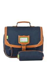 Cartable 1 Compartiment Avec Trousse Assortie Tann's Bleu les unis 35111