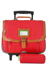 Cartable  Roulettes Avec Trousse Assortie Tann's Rouge les unis 42117