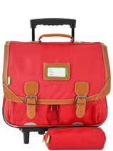 Cartable  Roulettes Avec Trousse Assortie Tann's Rouge les unis 43117