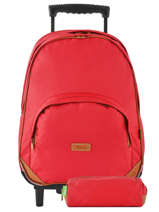 Sac  Dos  Roulettes Avec Trousse Assortie Tann's Rouge les unis 73117