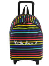 Sac  Dos  Roulettes 2 Compartiments Little marcel Multicolore raye 8875