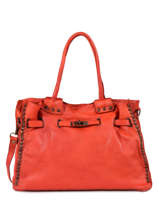 Sac Shopping Cuir Milano Orange dewashed DE17115