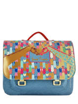 Boekentas Midi 2 Compartimenten Jeune premier Blauw canvas ITD19