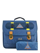 Cartable 2 Compartiments Avec Trousse Assortie Poids plume Bleu skate SKA1938