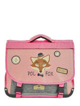 Cartable 2 Compartiments Rversible Pol fox Rose fille F-CA38R