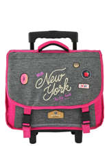 Boekentas Op Wieltjes 2 Compartimenten Pol fox Bruin fille F-TRCA38