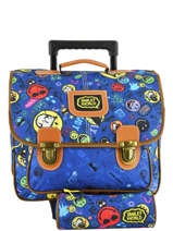 Cartable A Roulettes Avec Trousse Offerte Smiley Bleu study SLX13019