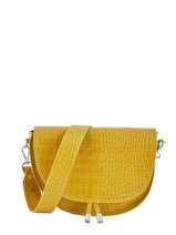 Sac Bandoulire Croco Cuir Milano Jaune croco CR19062