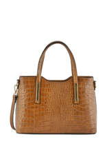 Sac Trapze Croco Cuir Milano Marron croco CR15116