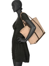 Le Cabas L Lin Paillettes Vanessa bruno Marron cabas lin 31V40409-vue-porte
