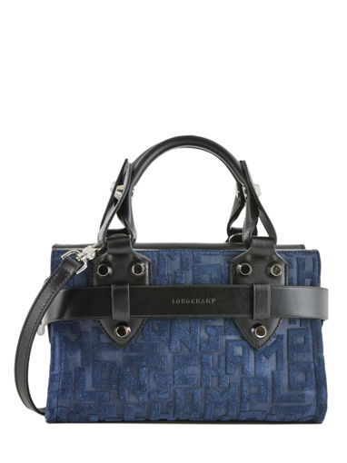 Longchamp La voyageuse lgp velours Handtas Blauw