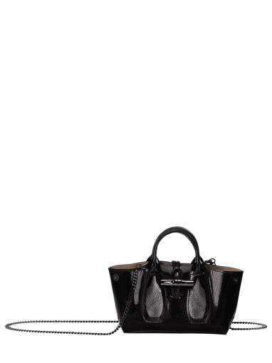 Longchamp Roseau vernis Sac port main Noir