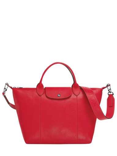 Longchamp Le pliage cuir Sac port main Rouge