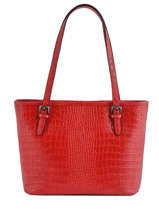 Sac Port paule Croco Cuir Milano Rouge croco CR15013N