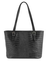 Sac Port� �paule Croco Cuir Milano Noir croco CR15013N