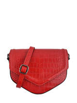 Sac Bandouli�re Croco Cuir Milano Rouge croco CR19117N