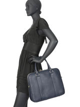 3-vaks Documententas Caviar Leder Milano Blauw caviar CA19121-vue-porte