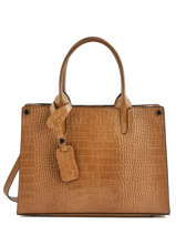 Sac  Main Croco Cuir Milano Marron croco CR16062N