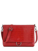 Sac Bandoulire Croco Cuir Milano Rouge croco CR19111N