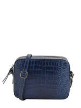 Sac Bandoulire Croco Cuir Milano Bleu croco CR19118N