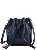 Sac Bourse Croco Cuir Milano Bleu croco CR19114N