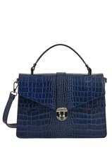 Sac Bandouliere Croco Cuir Milano Bleu croco CR19061N