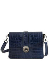 Sac Bandoulire Croco Cuir Milano Bleu croco CR19062N