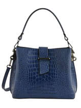 Sac Port paule Croco Cuir Milano Bleu croco CR19113N