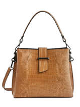 Sac Port paule Croco Cuir Milano Marron croco CR19113N