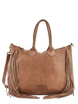 Sac Cabas Fringues Cuir Basilic pepper Marron fringues BFRI01