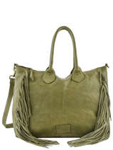 Schoudertas Fringes Leder Basilic pepper Groen fringues BFRI01