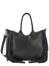 Sac Cabas Fringues Cuir Basilic pepper Noir fringues BFRI01