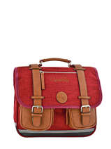 Cartable Enfant 2 Compartiments Cameleon Rouge vintage chine VIN-CA35