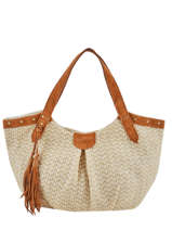 Schoudertas Wave Raffia Mila louise Bruin wave 23684PW2