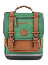 Sac  Dos Enfant 2 Compartiments Cameleon Vert vintage chine VIN-SD38