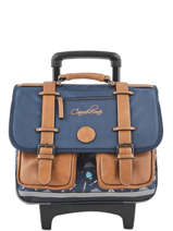Cartable  Roulettes Enfant 2 Compartiments Cameleon Bleu vintage urban CR38