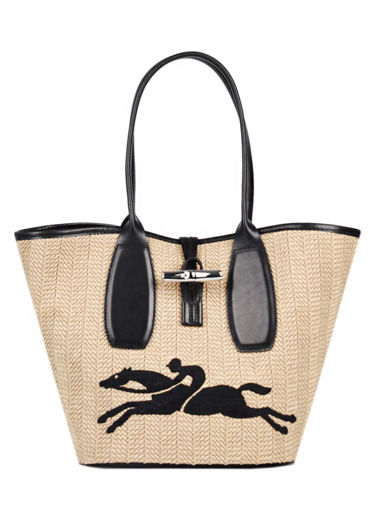 Longchamp Roseau paille Besace Marron