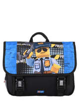 Cartable 2 Compartiments Lego Bleu city police chopper 3