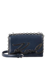 Cross Body Tas K Signature Mini Leder Karl lagerfeld Blauw k signature 96KW3029