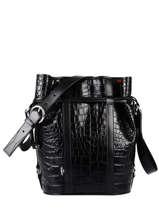 Bucket Bag M Elsa Croco Leder Lancel Zwart elsa A11003