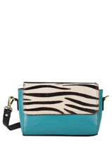 Sac Bandoulire Zebre Cuir Augre f Bleu zebre Z