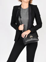 Sac Bandouliere Foulonne Pia Cuir Lancaster Noir retro janis 60-vue-porte