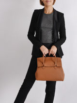 Sac  Main Clara Cuir Nathan baume Marron nathan 2-vue-porte