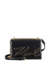 Cross Body Tas K Signature Leder Karl lagerfeld Zwart k signature 205W3005