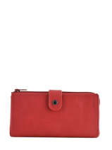 Portemonnee Leder Etrier Rood blanco 600907