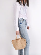 Sac  Main Le Cabas Raffia Pompon Vanessa bruno Beige cabas raphia 75V40435-vue-porte