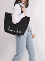 Le Cabas L Paillettes Vanessa bruno Noir cabas 1V40315-vue-porte