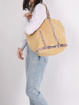 Handtas L Le Cabas Linnen Pailletten Vanessa bruno Beige cabas lin 31V40315-vue-porte