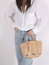 Sac  Main Le Cabas Raffia Et Paillettes Vanessa bruno Beige cabas raphia 64V40435-vue-porte